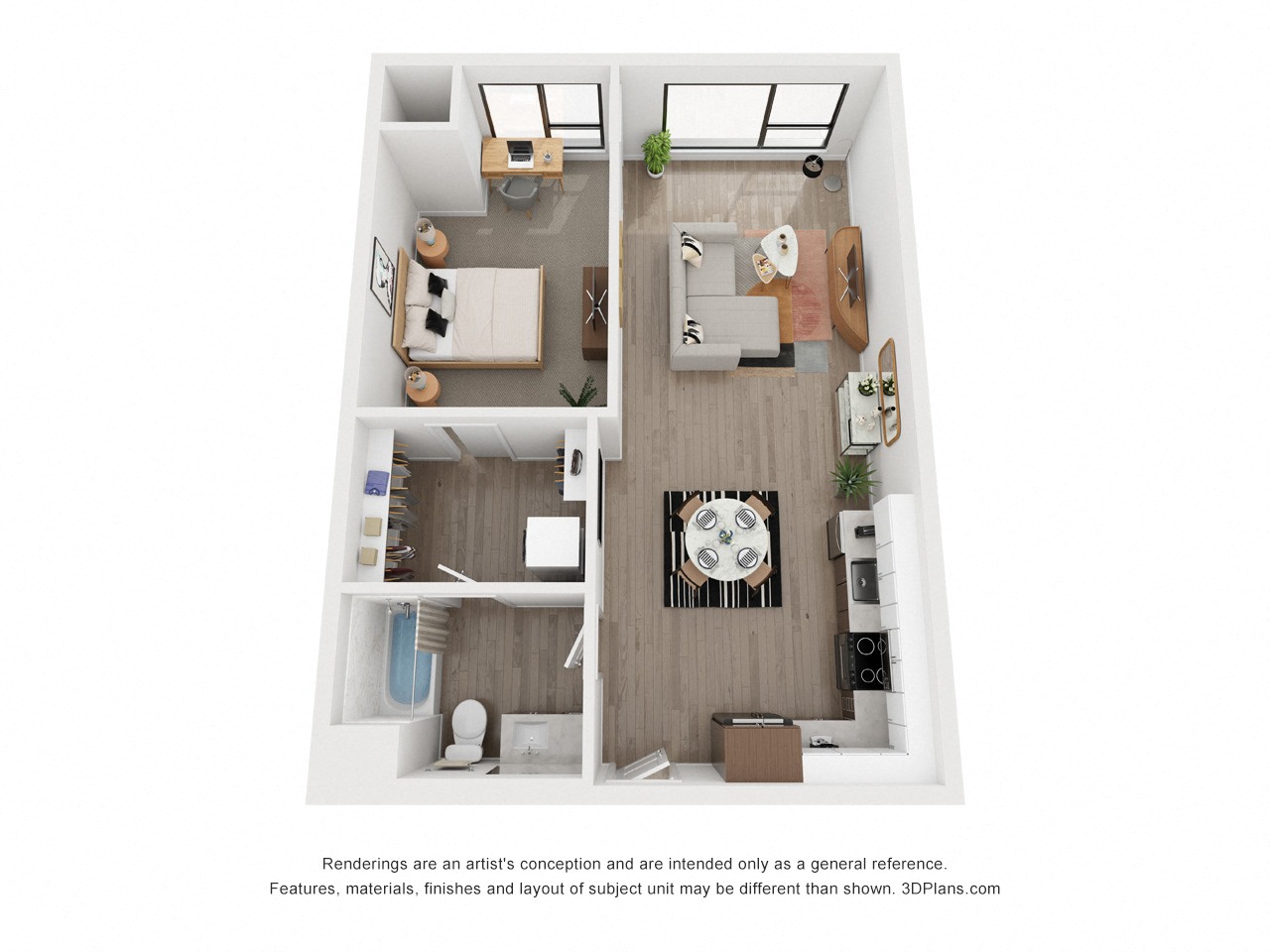One bedroom floor plan  The Mansion_B17